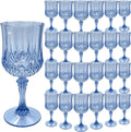 Plastic Wine Glasses，Plastic Goblets Vintage Style Cordial Drinking Glasses for Wedding Reception, Grand Event Party Supplies (24, Blue)