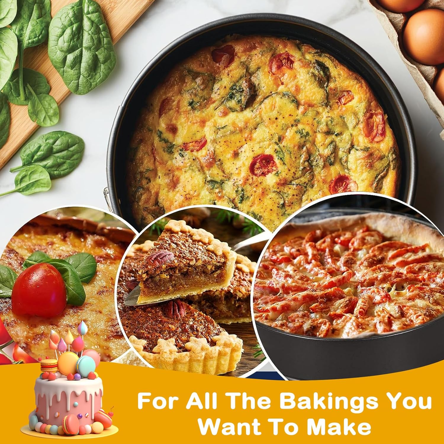 9 Inch Non-stick Cheesecake Pan Springform Pans with Removable Bottom/Leakproof Cake Pan
