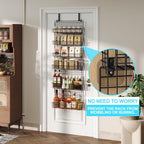 JKsmart High Capacity 6-Tier Spice Rack Organizer with Door Hook, Wall-Mounted & Over-the-Door for Kitchen Pantry Cabinet - Black
