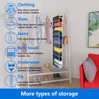 Closet Organization,12 Section, Hanging Closet Organizer, Space Saving, College Dorm Essentials for Girls, Heavy dutys Hooks Up to 45 Pounds, Clothes Storage,Closet Organizer,Black/White