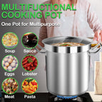 75 Quart Commercial Stock Pot with Lid – Restaurant-Grade Stainless Steel Soup Pot, Triple-Layer Even Heat Base, Steam Vent Lid, Induction Ready – Lobster Boils, Catering, Bulk Cooking