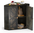 Corner Bread Box for Kitchen Counter Double Layer Bamboo Bread Storage Container Large Capacity Bread Storage Bin Farmhouse Breadbox Organizer (Antique Black)