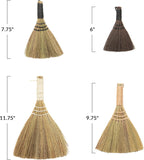 Creative Co-Op Whisk Brooms with Yarn Wrapped Handles, Multi Color Neutrals, Set of 4