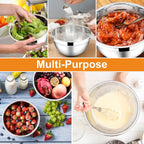 E-far Mixing Bowls with Lids, 12-Piece Stainless Steel Salad Bowls Metal Nesting Bowls for Baking Cooking and Prepping, Airtight Lids & Stackable Design, Size 7, 4.5, 3, 1.5, 1.2, 0.7 QT (Colorful)