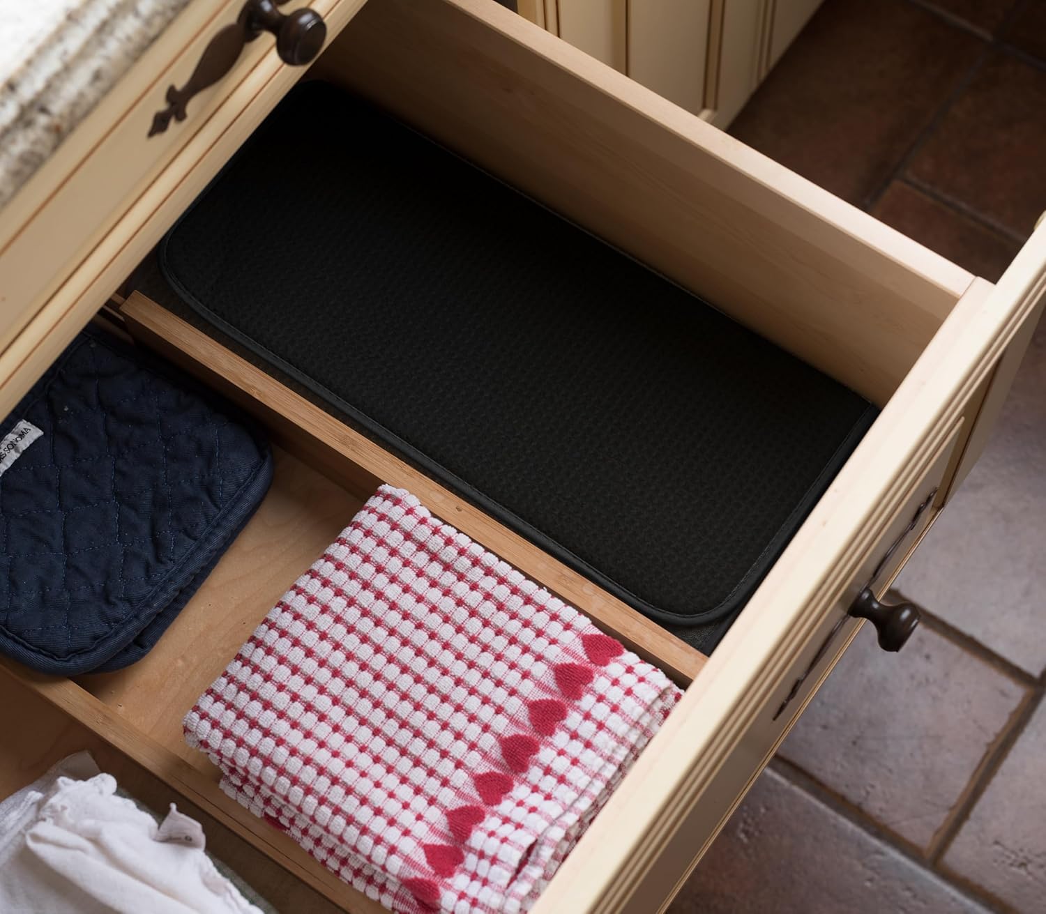 Bellemain XXL Dish Mat Microfiber Dish Drying Mat, Super absorbent (Black, 17" x 24")