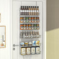 JKsmart Spice Rack Organizer 6-Tier Wall Mounted & Over the Door Spice Racks for Kitchen Pantry Bathroom,Two Size, Large Capacity, Silver