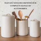 Ceramic Large Kitchen Utensil Holder for Countertop, 7"x5.9", Stable & Sturdy, Cooking Utensils Holder, Smooth & Matte Cream Color,Silicone Pads, Utensil Organizer for Kitchen Counter Decor
