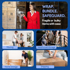International Plastics Co. 15" Plastic Stretch Film Wrap with Tension Handles 1200ft 500% Stretch Clear Cling Durable Adhering Packing Moving Packaging Heavy Duty Shrink