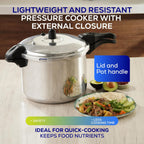 Universal (10.5 Quart / 10 Liter) Anti-Rust Ultra Pressure Cooker, Aluminum Construction for 11 Servings, and Even Heat Distribution, Diameter 10.4 inches, Height 10.6 inches