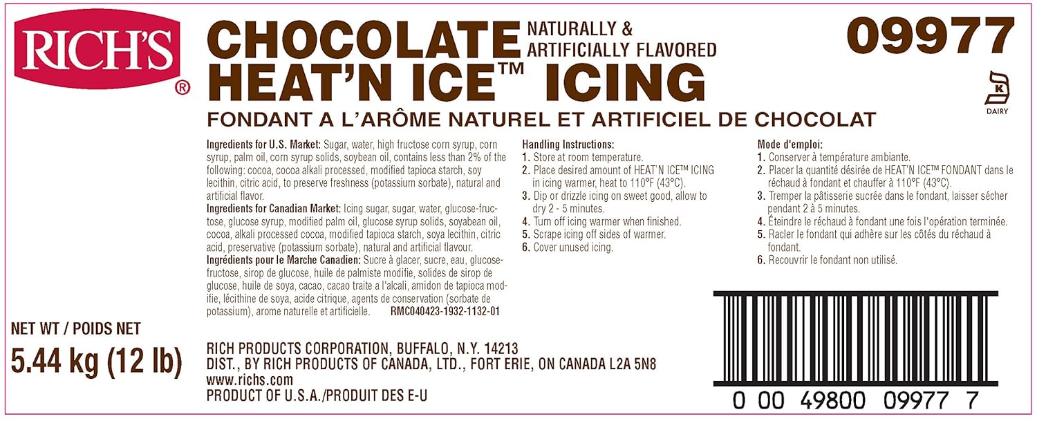 Rich's Heat 'N Ice Icing for Donuts, Rolls & More, Chocolate, 192 Ounce