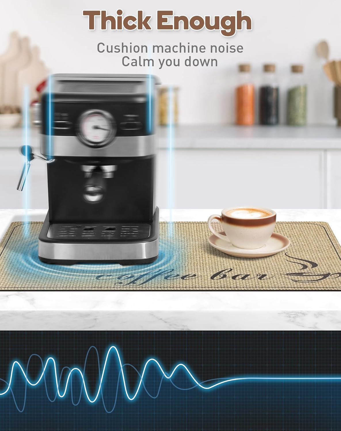 SUEH DESIGN Coffee Mat, Absorbent Dish Drying Mat 23.6 x 15.7 in Quick Dry Coffee Mat Large Drying Mats for Kitchen Counter Coffee Bar, Coffee Bar