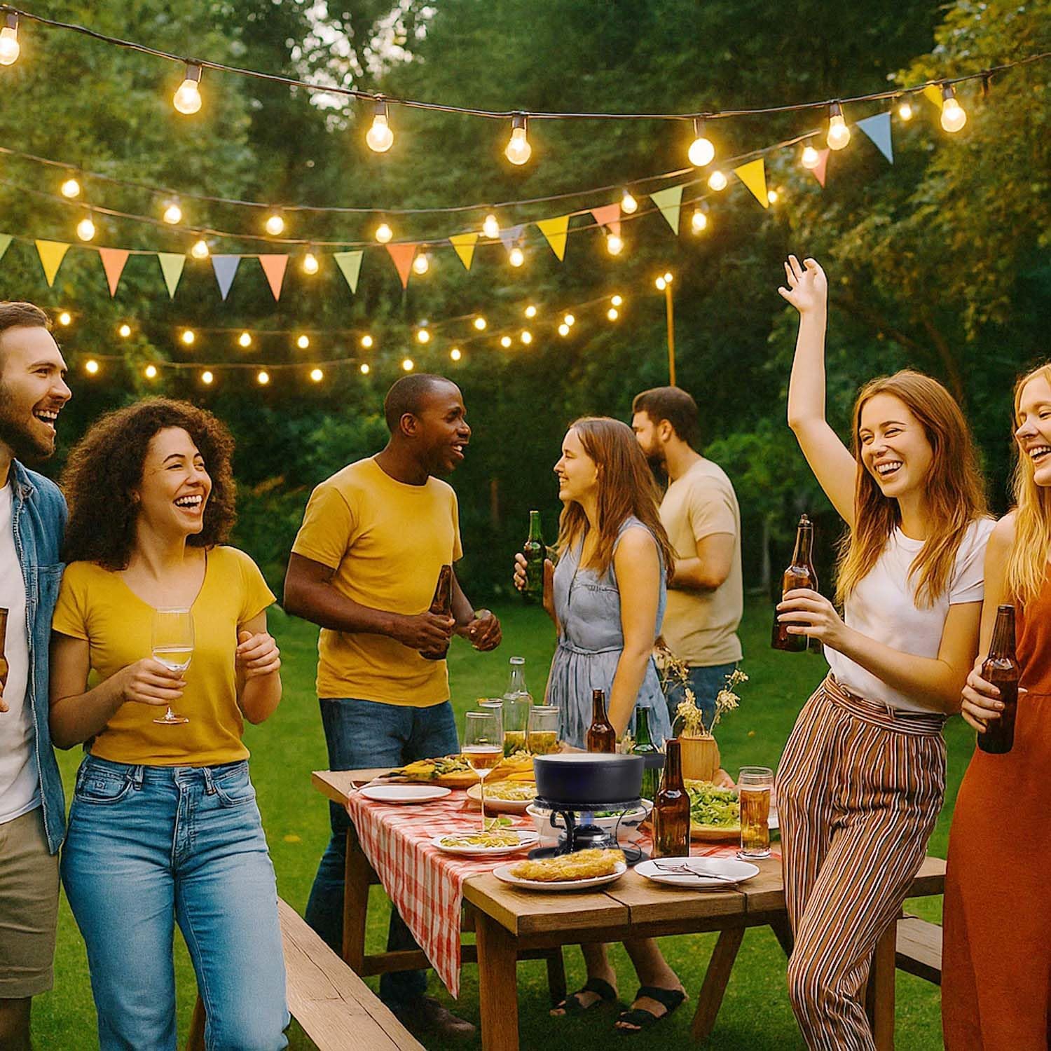 Artestia Cast Iron Fondue Pot Set – Swiss Traditional 2L Cheese & Chocolate Fondue Pot for 4-6 People – Ideal for Melting Cheese, Chocolates, Caramel, & More (Black)