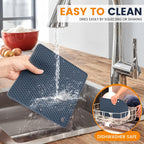 Silicone Trivet Mats 4 Heat Resistant Pot Holders Multipurpose Non-Slip Hot Pads for Kitchen Potholders, Drying mat, Jar Opener, Spoon Holder, Coaster(Navy Blue)