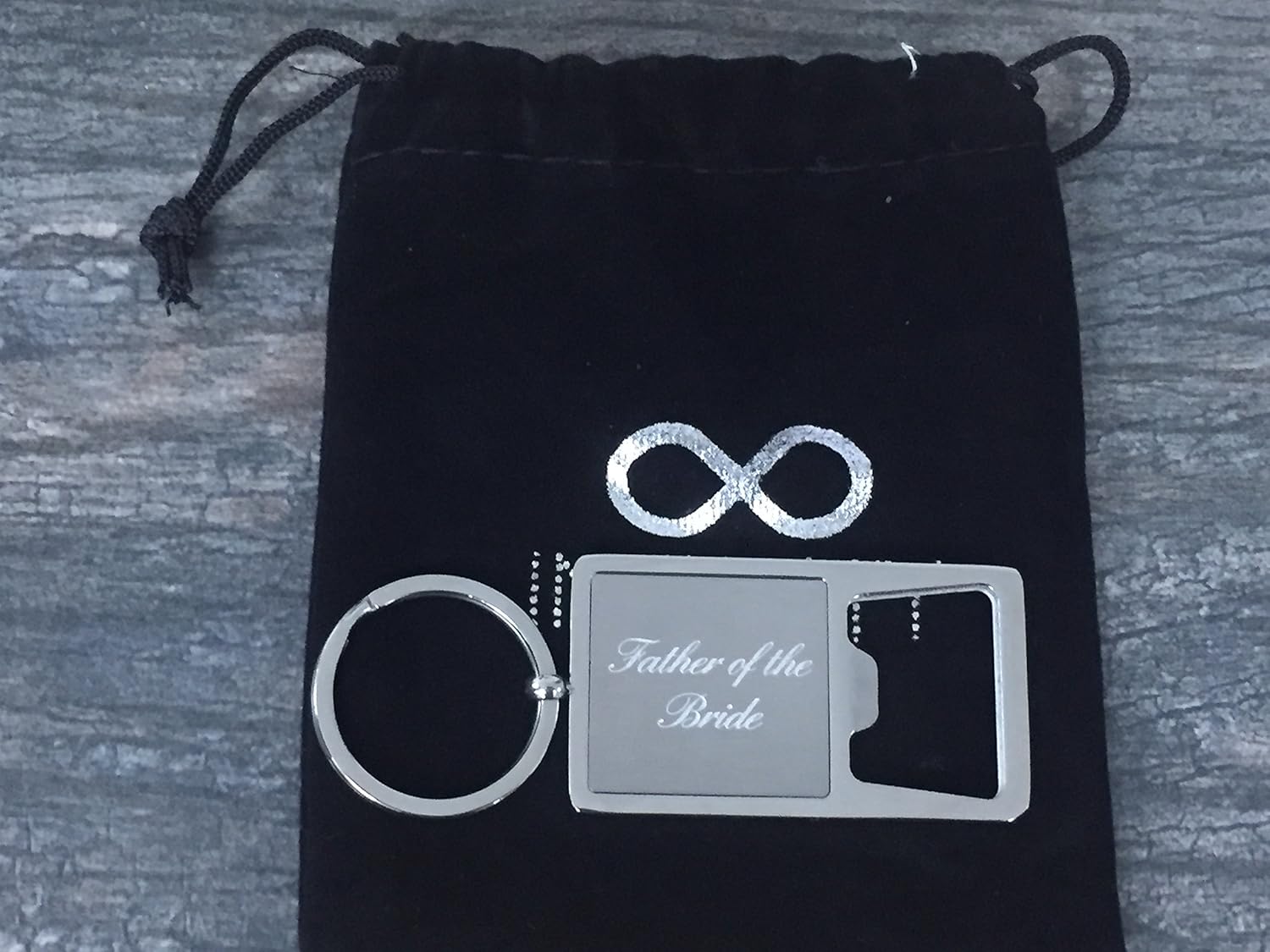 Infinity Collection Father of the Bride Stainless Steel Bottle Opener Keychain, Perfect Wedding Party Gift for Father of the Bride