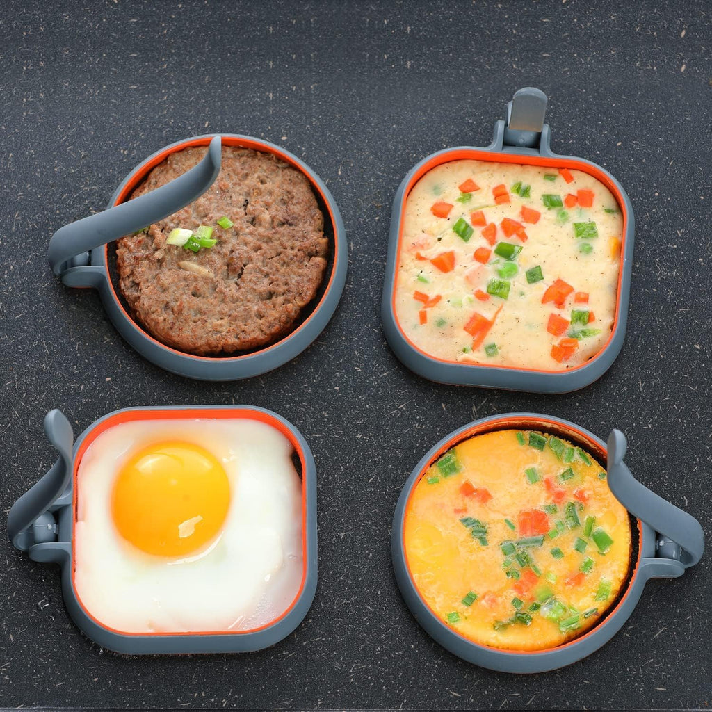 Silicone Egg Molds Pancake Molds for Kids, Silicone Egg Rings Pack of 4 for Frying Eggs, Nonstick Silicone Egg Mcmuffin Maker Pancake Rings