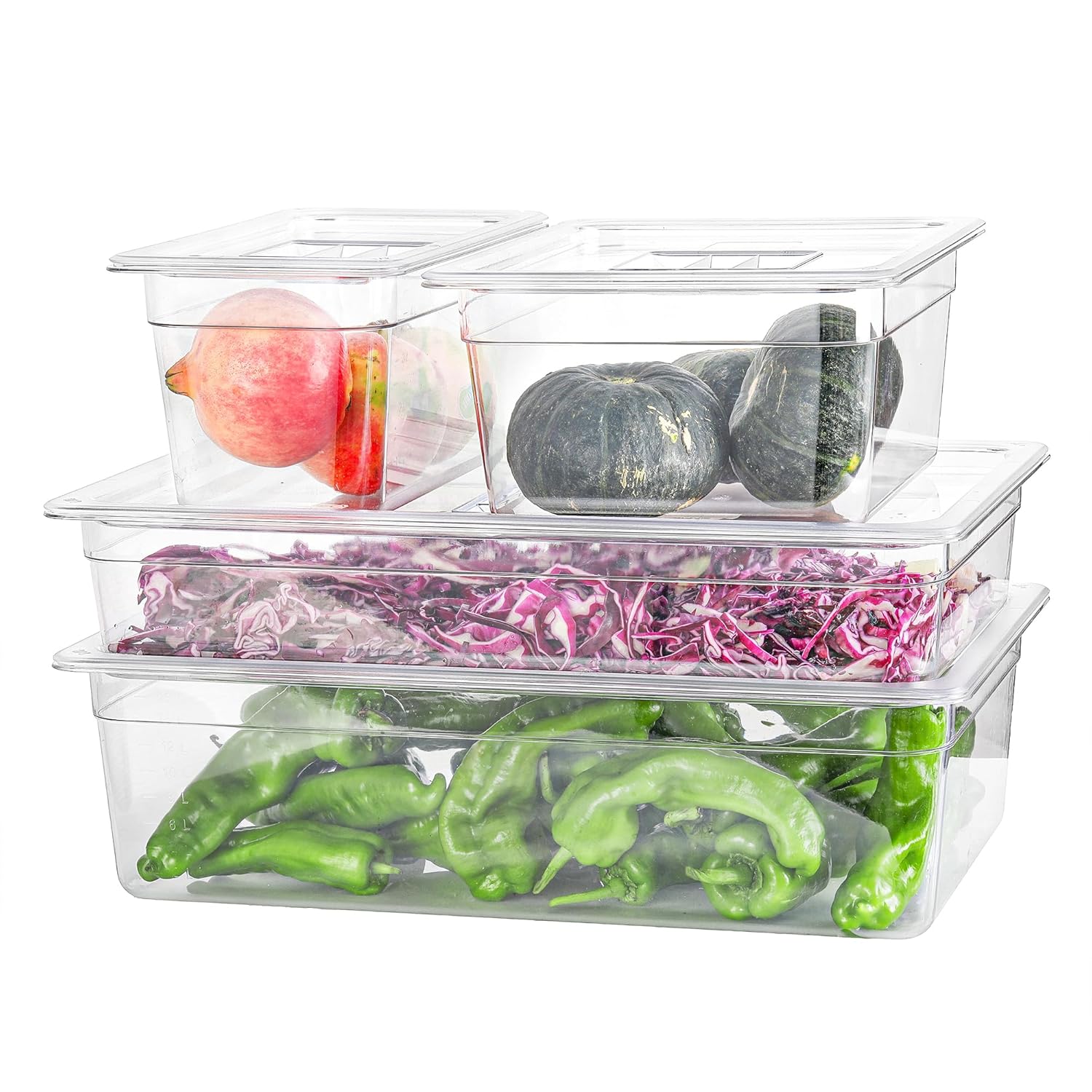 6 PCS Clear Food Pan Lids Universal 1/3 Size Polycarbonate Lids with Handle Food Storagge Container Cover for Commercial Restaurant Hotel Dishwasher Safety BPA Free