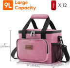 Lifewit Medium Lunch Bag Insulated Lunch Box Soft Cooler Cooling Tote for Adult Men Women, Pink 12-Can (9L)