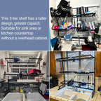 ADBIU Over The Sink Dish Drying Rack (Expandable Height and Length) Snap-On Design 2 Tier Large Dish Rack (27-40L x 12W x 32.5-37H (inches))