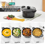 ACTIV CUISINE 5qt Pasta Pot with Strainer Lid, Cast Aluminum Stockpot Multipot, Nonstick Ceramic Coating make Cleanup easy with Tempered Glass Lid, Dishwasher Safe, Induction, Black