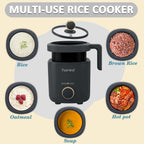 TOPWIT Rice Cooker Small, Mini Rice Cooker 2 Cups Uncooked, 1.2L Portable Rice Maker with Non-stick Coating, BPA Free, One Touch & Keep Warm Function, Grey