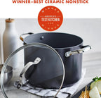GreenPan Valencia Pro Hard Anodized Healthy Ceramic Nonstick 8QT Stock Pot with Lid, PFAS-Free, Induction, Dishwasher Safe, Oven Safe, Gray