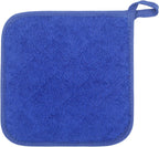 100% Cotton Kitchen Everyday Basic Terry Pot Holder Heat Resistant Coaster Potholder for Cooking and Baking Set of 5 Navy Blue