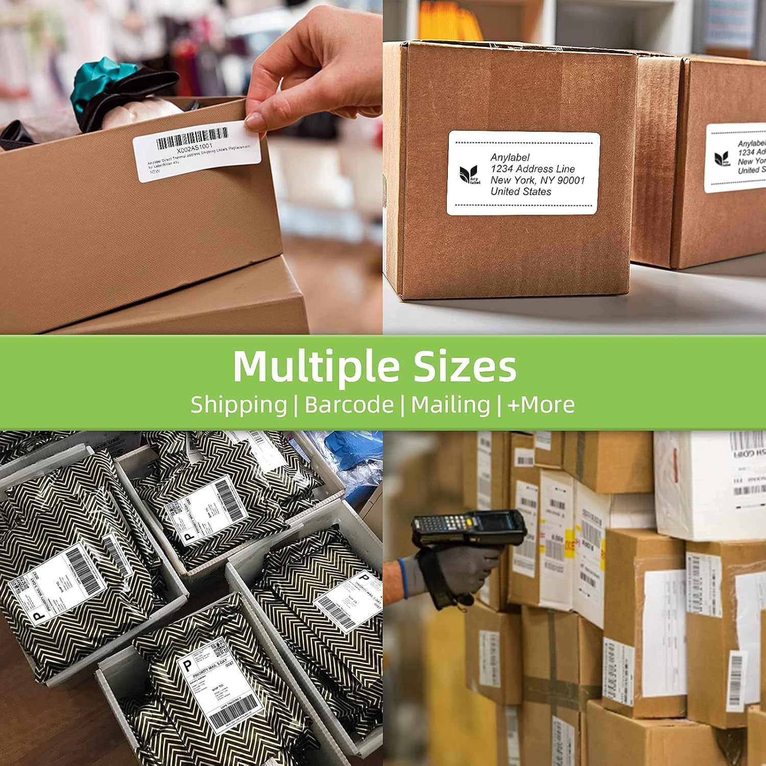 4"x 6" Multipurpose Direct Thermal Labels 3" Core Compatible for Zebra Industrial Printers Adhesive & Perforated (2 Rolls, 1000 Labels/Roll)