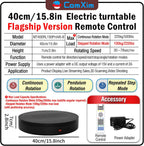 15.8In Remote Motorized electric turntable Rotating platform Photography Turntable Motorized lazy susan Base giratoria para for Photography,3D Scanner,Heavy duty display(Load Range:220~500lbs)