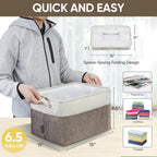 BALEINE 3 Pack Fabric Storage Bins for Shelves, Linen Storage Baskets for Organizing, Decorative Closet Bins for Clothes, Home (Brown, 15"x11"x9.5") ﻿