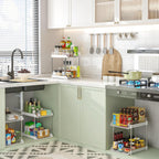 JLKDQ 4 Pack Bathroom Under Sink Organizers and Storage, 2-Tier Pull Out Cabinet Organizer and Medicine Storage Shelf,Fit Cabinets, Kitchens,Food Pantry. (White&Clear,10.63" L x 8.0" W x 8.46" H).