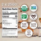 Sugar In The Raw Organic Granulated White Premium Cane Sugar, No Added Flavors or erythritol, Pure Natural Sweetener, Hot & Cold Drinks, Coffee, Tea, Vegan, Gluten-Free, Non-GMO, Bulk Sugar, 250 ct packets (2-Pack)