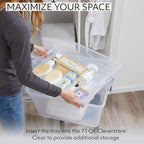 Rubbermaid Cleverstore 74 Qt Clear Storage Bins with Lids and Nesting Tray, 4-Pack, Stackable, BPA-Free, Made in USA
