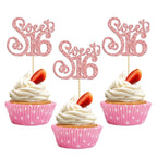 Gyufise 24 Pack 16th Birthday Cupcake Toppers Glitter Sixteen Happy Sweet 16 Cupcake Picks Cheers to 16 Years Old Cupcake Decorations for 16th Birthday Anniversary Party Cake Supplies Rose Gold