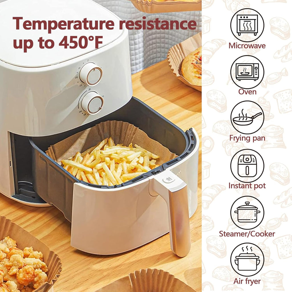 9 Inch Air Fryer Liners, 200 Pack Parchment Paper Sheets for Ninja Air Fryer, Non-Stick, Disposable, Unbleached, Heat Resistant, Fits 5-8 QT Air Fryers, Oil-Free & Healthy Cooking