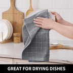 Homaxy 100% Cotton Terry Kitchen Dish Cloths, Ultra Soft and Absorbent Dish Towels for Kitchen, Suitable for Drying and Washing Dishes, 8 Pack, 12 x 12 Inches, Grey