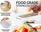 Zulay Kitchen Professional Cheese Grater Stainless Steel - Durable Rust-Proof Metal Lemon Zester Grater With Handle - Flat Handheld Shredder for Parmesan, Chocolate, Spices, And More - 2 Pack - Black