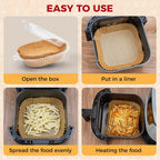 Air Fryer Liners Disposable - 300Pcs 8In Square Parchment Paper for Air Fryer Non-Stick Airfryer Basket Liners for Steamer Microwave Oven