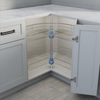 Dowell 32" Kidney Lazy Susan, 2 Shelves, Kitchen Base Corner Cabinet Organizer (Chrome 4001 270 32)