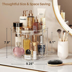 LAMU 2 Pack 2 Tier Lazy Susan Turntable Organizer 9.25'' Rotating Spice Rack Organization for Cabinet, Kitchen, Pantry, Countertop, Bathroom, Vanity, Medicine Cabinet Organizer, Clear