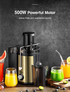 Juicer Machine, 800W Centrifugal Juicer Extractor with Wide Mouth 3” Feed Chute for Fruit Vegetable, Easy to Clean, Stainless Steel, BPA-free (Gold)