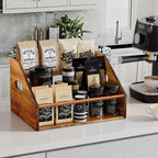 3 Tier Wood Liquor Bottle Display Shelf, Coffee Syrup Organizer Rack, Wine Racks Countertop, Bar Shelf for Vodka Tequila Whiskey, Liquor Cabinet for Home Decor, Mini Bar, Black Bar Organizer