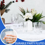 24 PCS Transparent Stemless Wine Glasses，Plastic Reusable Cups 9OZ Vintage Drinking Glasses Tumblers for Whisky, Beer, Juice, Beverages, Cocktai