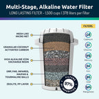 Invigorated Water - Alkaline Countertop Water Filter Dispenser, Large 52-Cup Capacity, Mineralized Alkaline Water, BPA-Free, 96 Gallons/Filter (White, 3 Filters Included)
