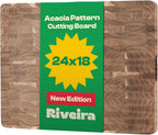 Riveira Acacia Wood Cutting Board – Gourmet Acacia Grandeur: 24 x 18 Wooden Cutting Board – Natural Wooden Cutting Boards For Kitchen Decorative – Innovative Juice Grooves Acacia Wooden Chopping Board