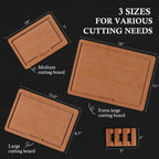 Empune Bamboo Cutting Board Set, Wood Cutting Boards for Kitchen with Holder Wooden Chopping Board for Meal Prep & Serving