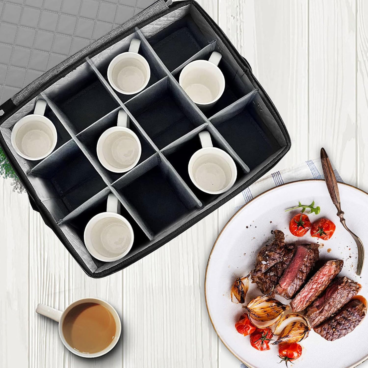 Quilted Mug Cup Storage Box-China Storage Containers Hard Shell,Cup Storage Containers with Lid for Moving Transport,Kichen Dinnerware Storage