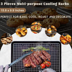 Cooling Racks for Cooking and Baking - 3PCS 16" x 10" Premium Stainless Steel Wire Cookie Cooling Rack for Baking, Roasting, and More - Oven & Dishwasher Safe - Fits Jelly Roll Pan