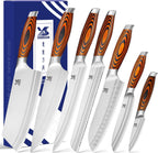 MSY BIGSUNNY 7-PCS Kitchen Knife Set, German Stainless Steel for Chef Knife Set with Pakkawood Handle, Perfect Cutlery Set Gift