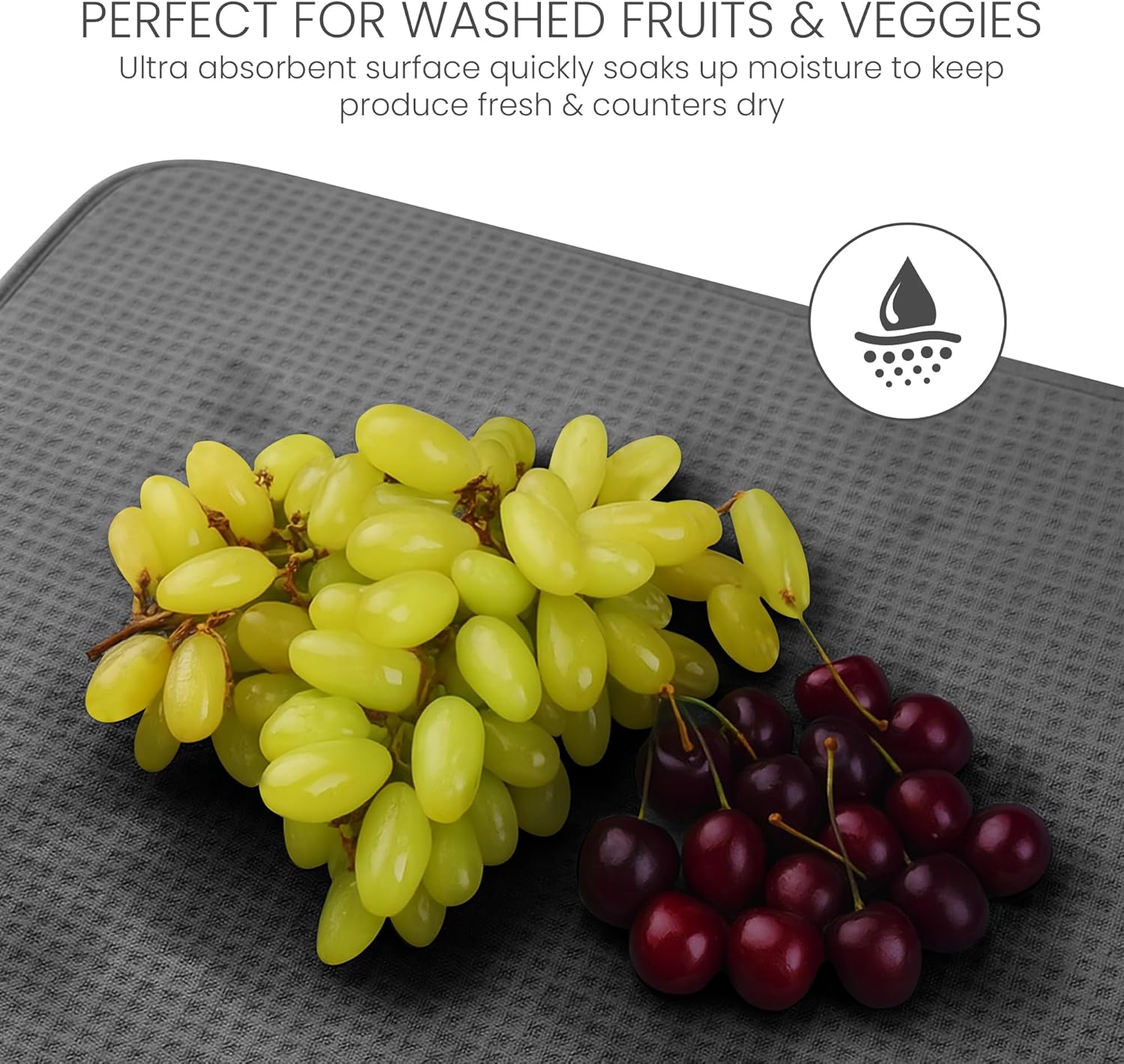 Bellemain XXL Dish Mat 24" x 17" ( LARGEST MAT ) Microfiber Dish Drying Mat , Super absorbent ( Gray )