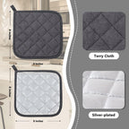Joyhalo 6 Pack Pot Holders for Kitchen,Cotton Oven Holder with Great Heat Resistance,Non Slip Hot Pads for Kitchen Clearance,Dark Grey